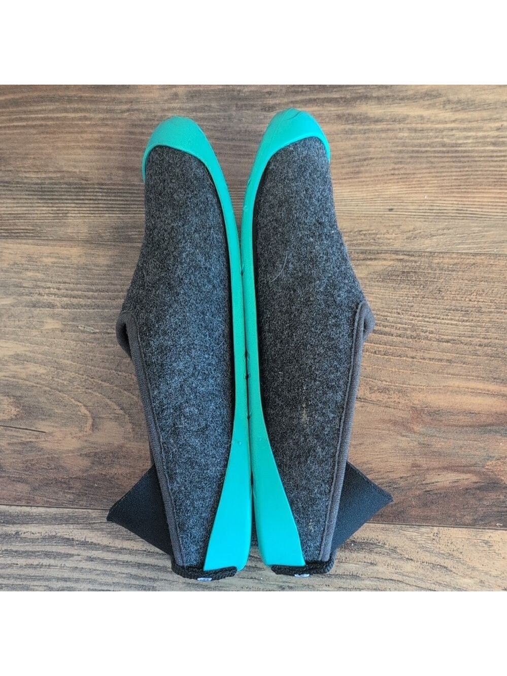 Mahabis Classic Gray and Teal Wool Detachable Soul Slip-On Slippers 39 M335 - Picture 6 of 10